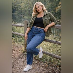 Lee Denim Blue Straight-Leg High Waisted Jeans 16W